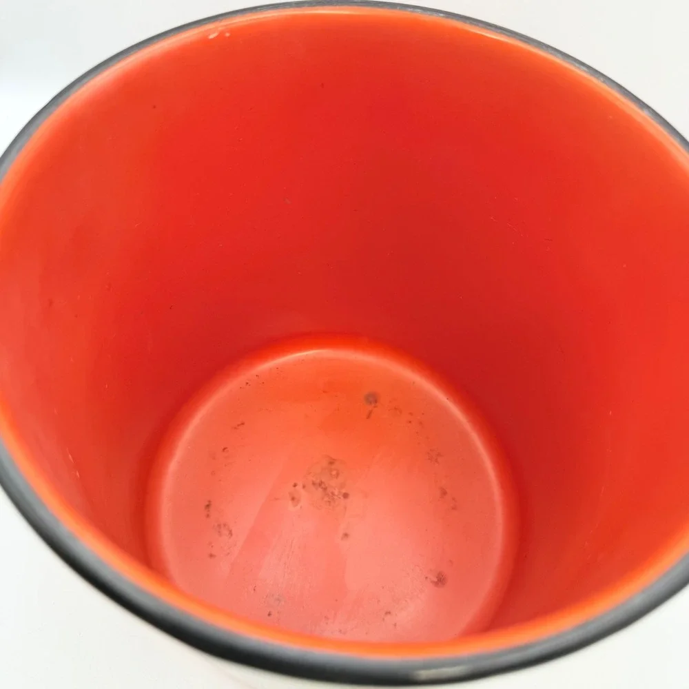 Vintage Orange Enamel Steamer Pot Retro Vegetable Graphic 3-Way Insert Lid